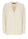 Fabiana Filippi Beige Cotton Blend Cardigan With All-over Paillettes In Neutral