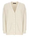 Fabiana Filippi Beige Cotton Blend Cardigan With All-over Paillettes In Multi