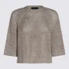 Fabiana Filippi Beige Cotton Knitwear In Bianco/greige