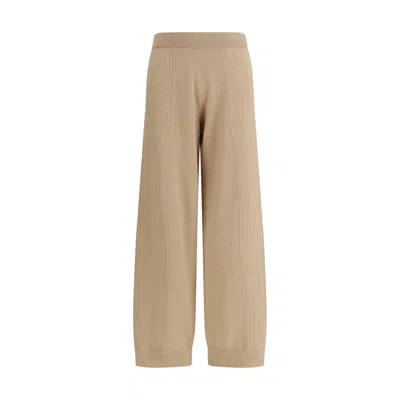 Fabiana Filippi Wide Leg Trousers Featuring Ribbed Cuffs In Neutral