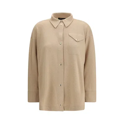 Fabiana Filippi Beige Fleece Wool Shirt In Brown