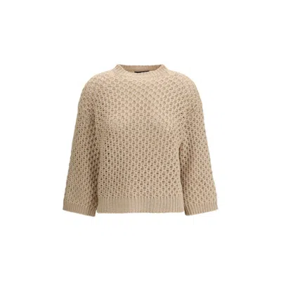 Fabiana Filippi Beige Fleece Wool Sweatshirt In Neutral