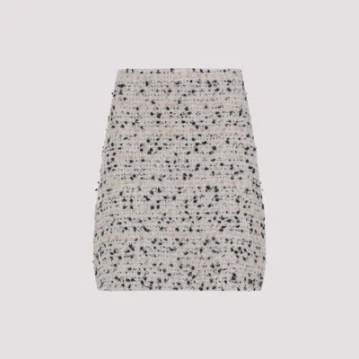 Fabiana Filippi Beige Frayed-knot Donegal Tweed Mini Skirt In Gray