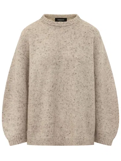 Fabiana Filippi Beige Knitted Crew Neck Sweater In Brown
