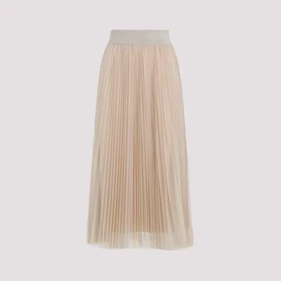 FABIANA FILIPPI BEIGE MESH PLEATED MIDI SKIRT