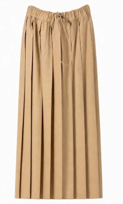 Fabiana Filippi Beige Pleated Drawstring Skirt In Multi