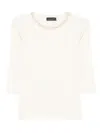 Fabiana Filippi Stylish Knit Sweater Embellished Neckline In Neutral