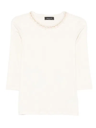 FABIANA FILIPPI BEIGE ROUND NECK EMBELLISHED SWEATER