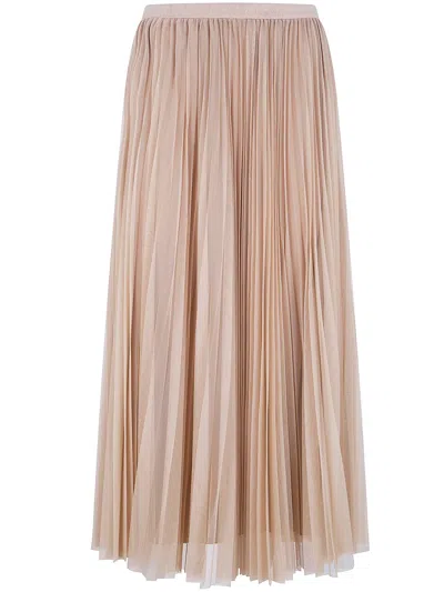 Fabiana Filippi Wide Pleated Tulle Skirt With Knitted Belt In Multi