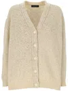 Fabiana Filippi Beige V Neck Sweater With Button Front In Neutral