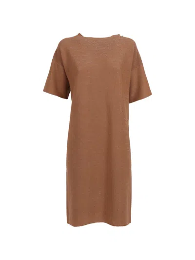 Fabiana Filippi Abito In Lana Cotone Punto Links Lurex Color Vimini In Multi
