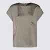 Fabiana Filippi Satin Top Sleeves Keyhole Back In Argilla