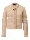 Fabiana Filippi Striped Knit Wool Jacket With Button Detail In Brown