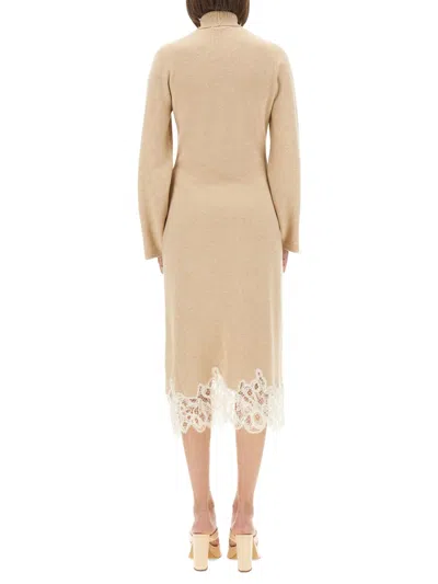 Fabiana Filippi Beige Wool Silk Cashmere Dresses In Neutral