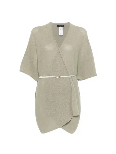 Fabiana Filippi Belt Short Sleeve Poncho In Gray