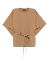 Fabiana Filippi Belted Batwing Blouse In Brown