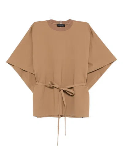 Fabiana Filippi Belted Batwing Blouse In Brown