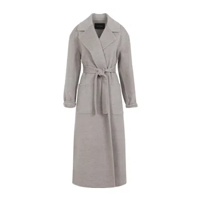 Fabiana Filippi Coriander Grey Virgin Wool Belted Coat In Gray