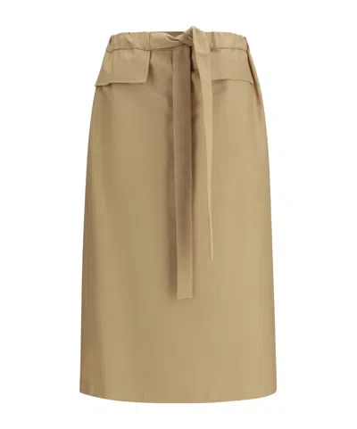 Fabiana Filippi Belted Cotton Midi Skirt In Brown