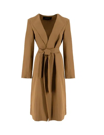 Fabiana Filippi Belted Desert Trench Coat With Flowing Silhouette In Deserto