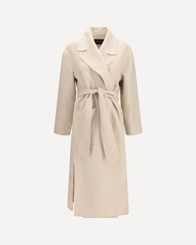 Fabiana Filippi Cappotto Doppio In Lana Con Cintura In Neutral