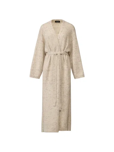 Fabiana Filippi Belted Flecked Maxi Cardigan In Neutral