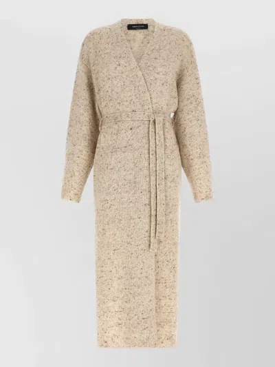 Fabiana Filippi Belted Knit Cardigan Long Sleeves In Neutral