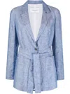 Fabiana Filippi Belted Linen Blazer In Blue