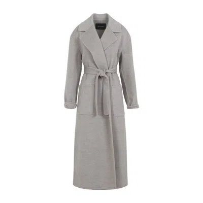 Fabiana Filippi Coriander Grey Virgin Wool Belted Coat In Gray