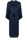 Fabiana Filippi Belted Long-sleeved Midi Dress In Blue