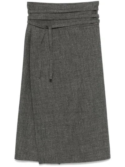 Fabiana Filippi Belted Midi Skirt In Grey