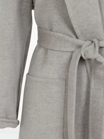 Fabiana Filippi Belted Notched-lapels Coat In Gray