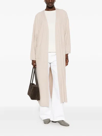 Fabiana Filippi Belted Ribbed-knit Cardigan In Neutral