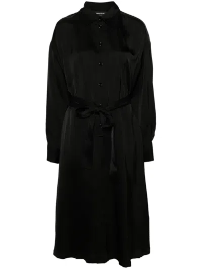 Fabiana Filippi Belted Satin Shirtdress In Black