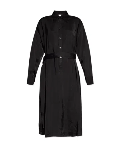 Fabiana Filippi Belted Satin Shirtdress In Black