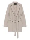 Fabiana Filippi Belted Short Coat In Neutral