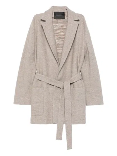 Fabiana Filippi Belted Short Coat In Neutral