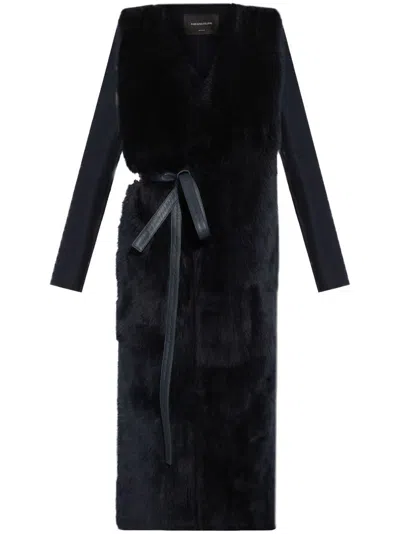 Fabiana Filippi Belted Single-breasted Coat In Blue