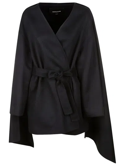 Fabiana Filippi Tie-waist Layered Cardi-coat In Black