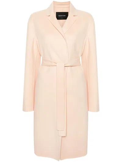 Fabiana Filippi Belted Virgin Wool Peacoat In Rosa