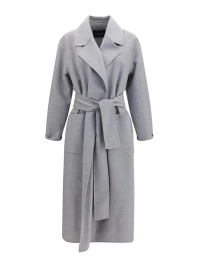 Fabiana Filippi Belted Wool Coat In Grey