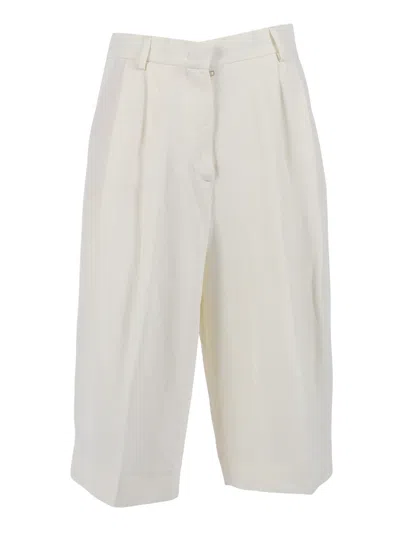 Fabiana Filippi Bermuda Ampio Con Pinces In Fluido Viscosa Lino Color In White