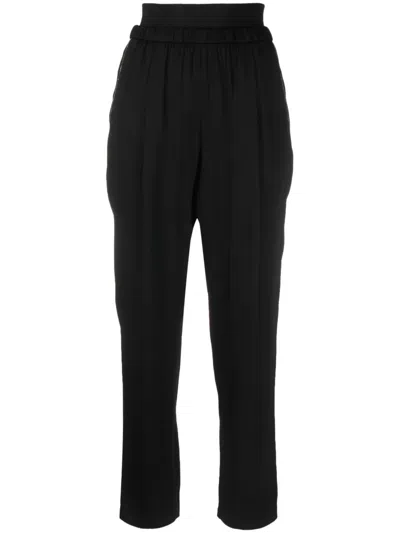 Fabiana Filippi Black Loose Pants With Toanl Elastic Waistband In Viscose