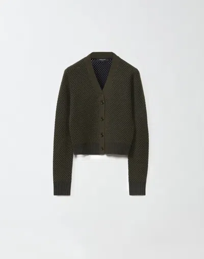 Fabiana Filippi Bicolor Mesh Cardigan In Green
