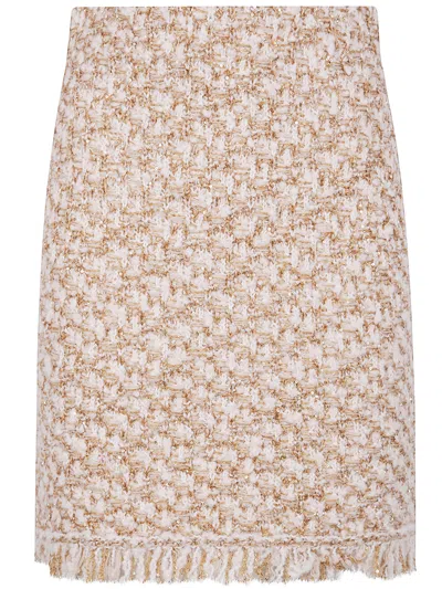 Fabiana Filippi Bicolor Tweed Boucle Mini Skirt In Brown