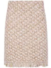 Fabiana Filippi Textured Midi Skirt With Fringe And Sequins In Neutral