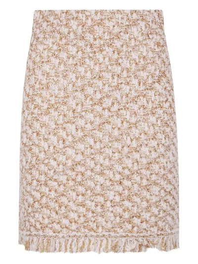 FABIANA FILIPPI BICOLOR TWEED BOUCLE MINI SKIRT,GND225F404.L629 VR1 RAFIA ORO