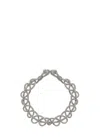 Fabiana Filippi Silver Tone Chain Effect Rhinestone Necklace In Metal Woman In Nickel