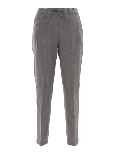 FABIANA FILIPPI BISTRETCH WOOL PLEATED JOGGING TROUSERS WITH FILO DIAMANTE
