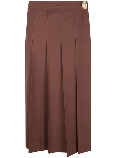 Fabiana Filippi Bistretch Wool Pleated Wrap Skirt In Brown